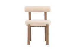 Set Of 2 Tillo  White Boucle Dining Chairs  With Woodlook 3D Paper- D55Xw55Xh75Cm, Seat Height 48Cm - thumbnail 2