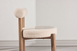 Set Of 2 Tillo  White Boucle Dining Chairs  With Woodlook 3D Paper- D55Xw55Xh75Cm, Seat Height 48Cm - thumbnail 6