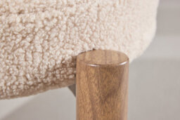 Set Of 2 Tillo  White Boucle Dining Chairs  With Woodlook 3D Paper- D55Xw55Xh75Cm, Seat Height 48Cm - thumbnail 4