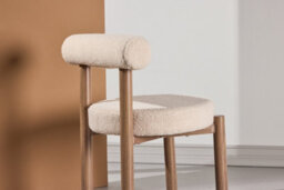 Set Of 2 Tillo  White Boucle Dining Chairs  With Woodlook 3D Paper- D55Xw55Xh75Cm, Seat Height 48Cm - thumbnail 7