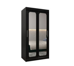 Arte Uppsala T3 Sliding Door Wardrobe 100Cm In Black - Bold Mirrored Storage For Urban Elegance - thumbnail 2