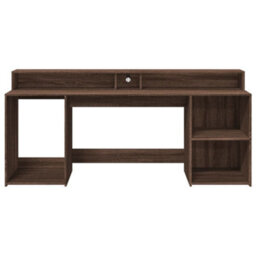 Berkfield Desk With Led Lights Brown Oak 200X55X91 Cm Engineered Wood - thumbnail 6