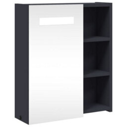 Berkfield Bathroom Mirror Cabinet With Led Light Grey 45X13X52 Cm - thumbnail 2