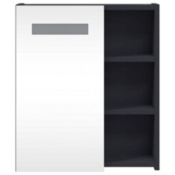 Berkfield Bathroom Mirror Cabinet With Led Light Grey 45X13X52 Cm - thumbnail 6