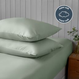 Silentnight Plain Sage Housewife Pillowcase, Pair - thumbnail 2
