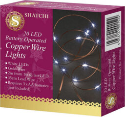 Shatchi 20 Leds Gold Wire With Cool White Leds Copper Wire Indoor Battery Operated Stringlights - thumbnail 3