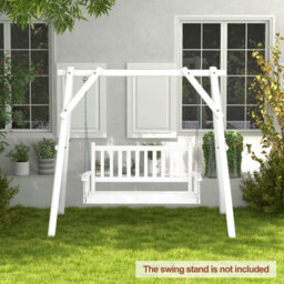 Costway 2-Person Porch Hanging Swing Chair Wooden Garden Swing Bench W/ Slatted Back - thumbnail 5