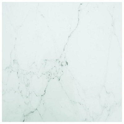 Berkfield Table Top White 80X80 Cm 6 mm Tempered Glass With Marble Design - image 1