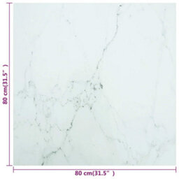 Berkfield Table Top White 80X80 Cm 6 mm Tempered Glass With Marble Design - thumbnail 5