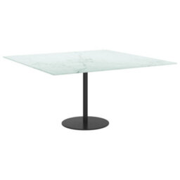 Berkfield Table Top White 80X80 Cm 6 mm Tempered Glass With Marble Design - thumbnail 4