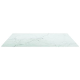 Berkfield Table Top White 80X80 Cm 6 mm Tempered Glass With Marble Design - thumbnail 3