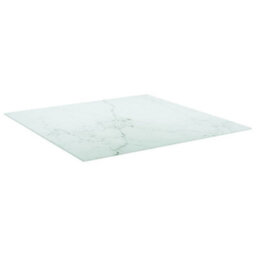 Berkfield Table Top White 80X80 Cm 6 mm Tempered Glass With Marble Design - thumbnail 2