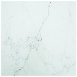 Berkfield Table Top White 80X80 Cm 6 mm Tempered Glass With Marble Design - thumbnail 1