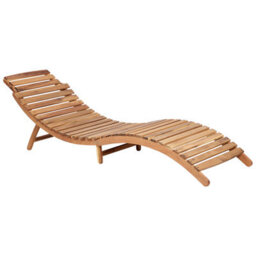 Beliani Luino Folding Garden Sun Lounger With Cushion, Acacia Wood, Grey - thumbnail 5