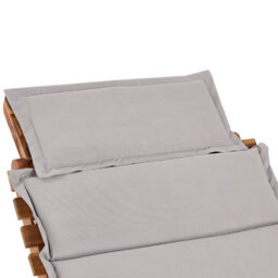 Beliani Luino Folding Garden Sun Lounger With Cushion, Acacia Wood, Grey - thumbnail 7