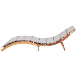 Beliani Luino Folding Garden Sun Lounger With Cushion, Acacia Wood, Grey - thumbnail 4