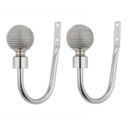 A.unique Home Pair Of Beaded Ball Metal Holdbacks With Fittings, In A Variety Of Colours. (Brushed Steel, Holdbacks) - thumbnail 3