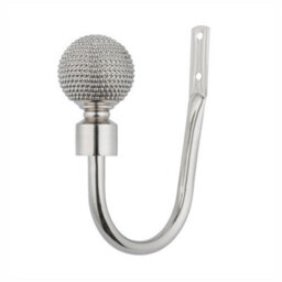 A.unique Home Pair Of Beaded Ball Metal Holdbacks With Fittings, In A Variety Of Colours. (Brushed Steel, Holdbacks) - thumbnail 1