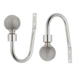 A.unique Home Pair Of Beaded Ball Metal Holdbacks With Fittings, In A Variety Of Colours. (Brushed Steel, Holdbacks) - thumbnail 4