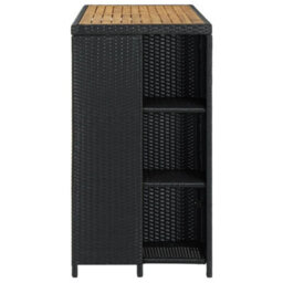 Berkfield Bar Table With Storage Rack Black 120X60X110 Cm Poly Rattan - thumbnail 3