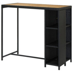 Berkfield Bar Table With Storage Rack Black 120X60X110 Cm Poly Rattan - thumbnail 4