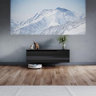 Elegant Floating Tv Unit Cabinet With Led Lights, Black Wall-Mounted Tv Stand Shelf, 1000X300X350mm - image 1