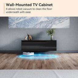 Elegant Floating Tv Unit Cabinet With Led Lights, Black Wall-Mounted Tv Stand Shelf, 1000X300X350mm - thumbnail 8