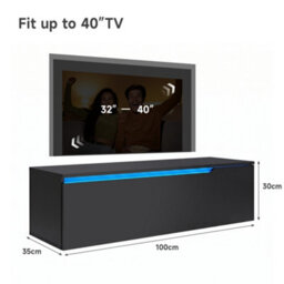 Elegant Floating Tv Unit Cabinet With Led Lights, Black Wall-Mounted Tv Stand Shelf, 1000X300X350mm - thumbnail 2
