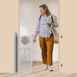 Start and Drive S&d, Retractable Baby Gate 87Cm X 130 Cm Stair Safety Gate Roll For Babies And Pets, Dogs, Extendable Barrier Gates (Grey) - thumbnail 8