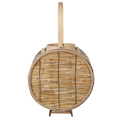 Wyld And Coco Natural Rattan Lantern 30Cm With Glass Candle Holder - Boho Indoor Decor - image 1