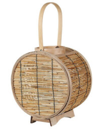 Wyld And Coco Natural Rattan Lantern 30Cm With Glass Candle Holder - Boho Indoor Decor - thumbnail 3