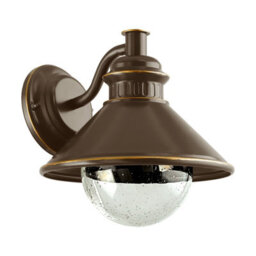 Stylish Ip44 Outdoor Wall Light In Brown And Copper With E27 Bulb Socket