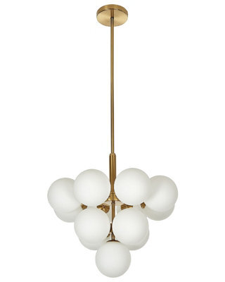 Wyld And Coco 13-Light Brass Pendant Lamp 100 Cm With White Glass Globe Shades - Contemporary Dining Room Lighting - image 1