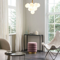 Wyld And Coco 13-Light Brass Pendant Lamp 100 Cm With White Glass Globe Shades - Contemporary Dining Room Lighting - thumbnail 2