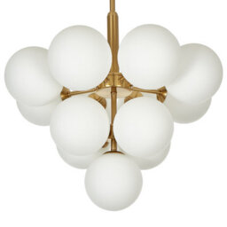 Wyld And Coco 13-Light Brass Pendant Lamp 100 Cm With White Glass Globe Shades - Contemporary Dining Room Lighting - thumbnail 4