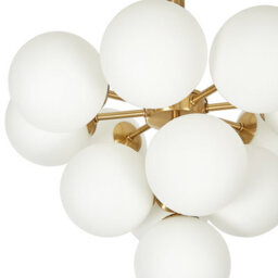 Wyld And Coco 13-Light Brass Pendant Lamp 100 Cm With White Glass Globe Shades - Contemporary Dining Room Lighting - thumbnail 5