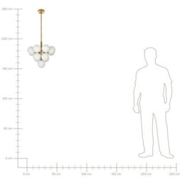 Wyld And Coco 13-Light Brass Pendant Lamp 100 Cm With White Glass Globe Shades - Contemporary Dining Room Lighting - thumbnail 8