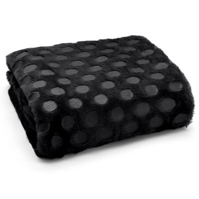 Velosso Cosy Lounge Plush Popcorn Effect Faux Fur Throw Blanket - Heat Set, Soft Texture, Durable Fabric, Size 127Cmx150Cm - Black