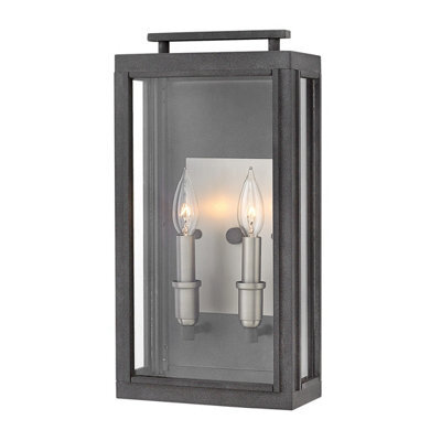 Luminosa Lighting Elstead Hinkley Sutcliffe Outdoor 2 Light Wall Lantern Aged Zinc Ip44 - image 1