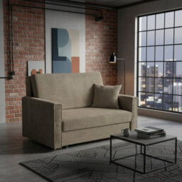 Viva Bis Ii Premium Upholstered Sofa Bed For Living Room Chipboard Frame Foam Wave Spring 133X85X98Cm Beige - thumbnail 3