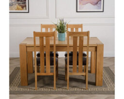 That's Furniture Kuba 150 X 85 Cm Chunky Medium Oak Dining Table And 4 Chairs Dining Set With Princeton Chairs - thumbnail 2