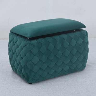 Plumeo Velvet Storage Ottoman - Dark Green - image 1