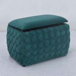 Plumeo Velvet Storage Ottoman - Dark Green