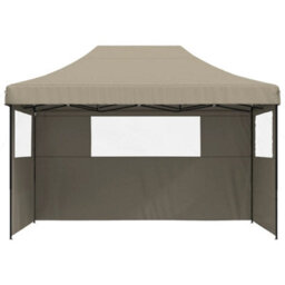 Walplus Foldable Party Tent Garden Gazebo Canopy Pop-Up With 3 Sidewalls Taupe - thumbnail 3