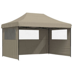 Walplus Foldable Party Tent Garden Gazebo Canopy Pop-Up With 3 Sidewalls Taupe - thumbnail 2
