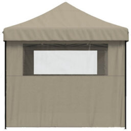 Walplus Foldable Party Tent Garden Gazebo Canopy Pop-Up With 3 Sidewalls Taupe - thumbnail 4