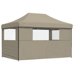Walplus Foldable Party Tent Garden Gazebo Canopy Pop-Up With 3 Sidewalls Taupe - thumbnail 5