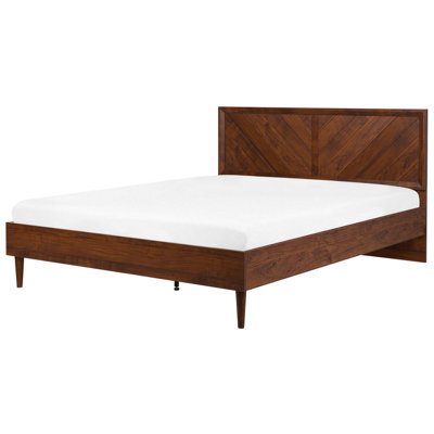 Beliani Bed Mialet 180 X 200 Cm (Eu Super King) Dark Brown - image 1
