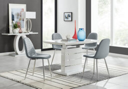 Furniturebox Uk Renato 120Cm High Gloss Extending Dining Table And 4 Grey Corona Silver Leg Chairs - thumbnail 1