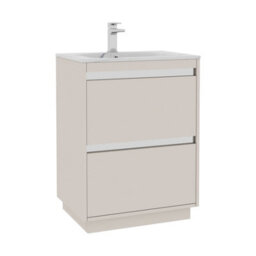 Royal Bathrooms Orion 600mm Warm Taupe 2 Drawer Floor Standing Bathroom Vanity Unit With Carrara White Basin & Chrome Accent Trim - thumbnail 7
